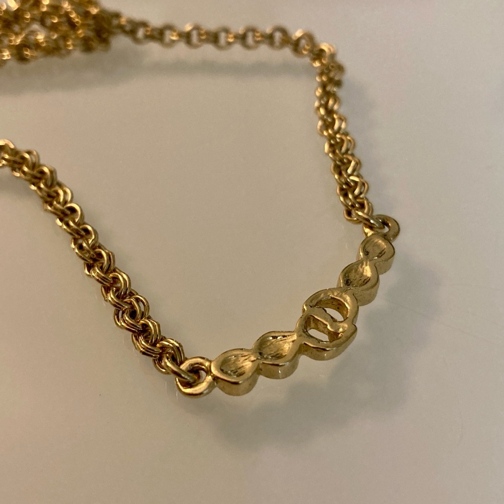 Authentic Dior Vintage Gold Chain Necklace with Crystal Accents Stamped - Picture 6 of 10